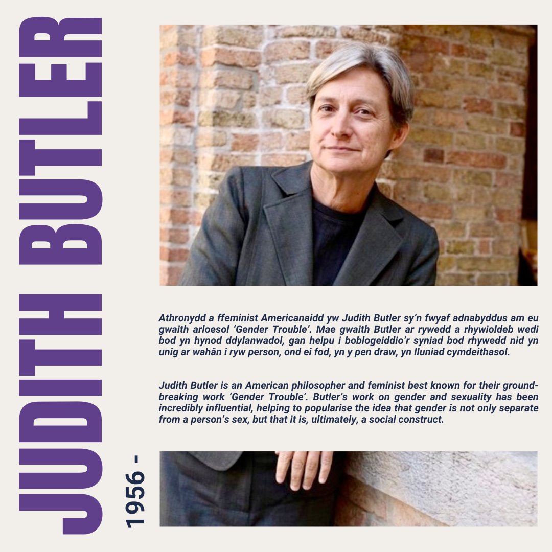 Dyma gloi ein cyfres o bostiadau i ddathlu #MisHanesLHDTC+ gyda rhai ffigyrau nodedig!

We conclude our series of posts for #LGBTQPlusHistoryMonth celebrating significant individuals!

#SarahJaneRees #Cranogwen (1839-1916)
#JudithButler (1956-)