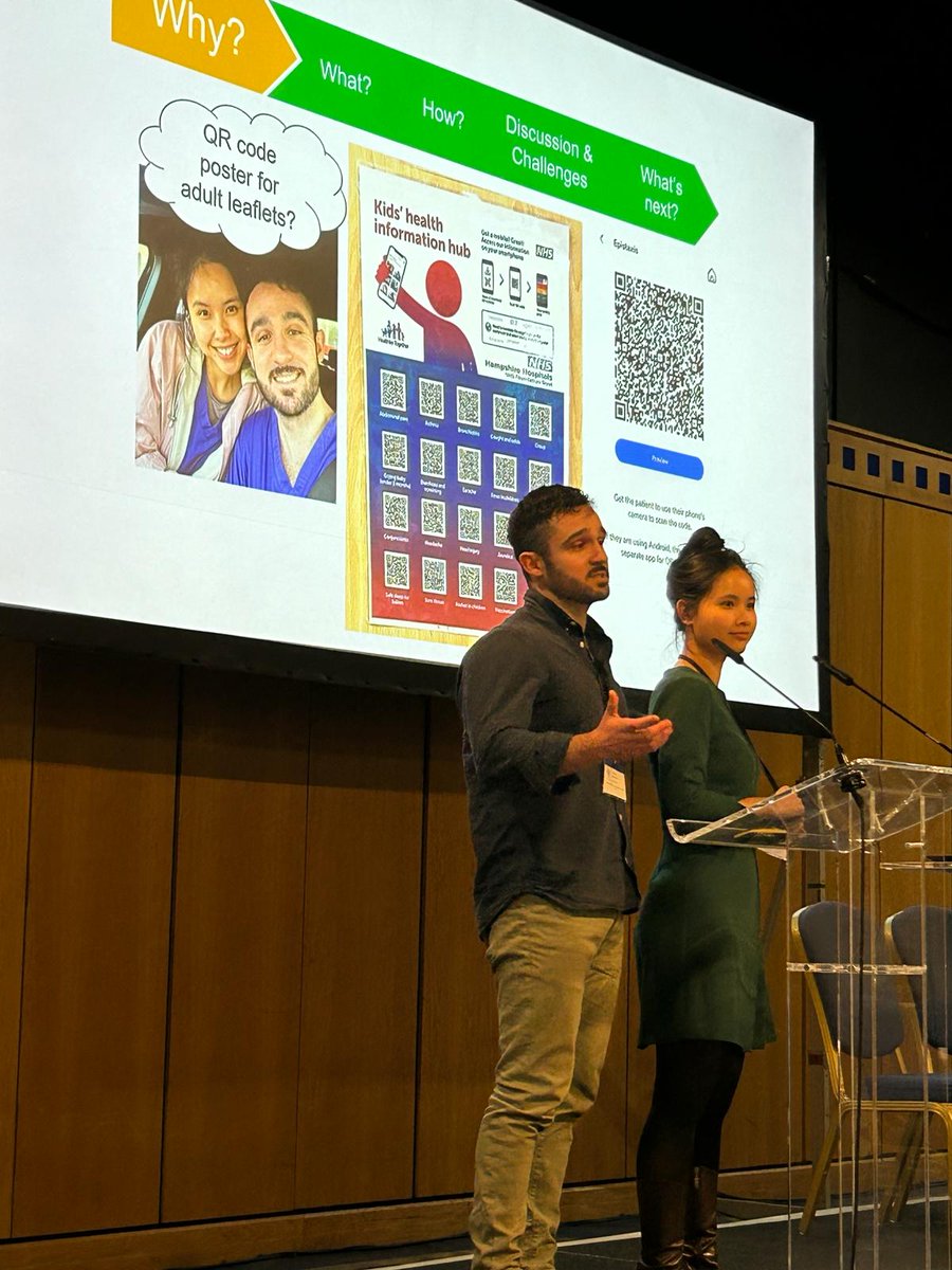 Dr Lopez Baez and Dr Kleu Vo presenting their work on improving leaflet accessibility to create a greener ED. Digitalising leaflets is sustainable, environmentally friendly and an efficient idea! 

@EMTAcommittee @RCEMLearning @RCEMevents 
#EMTA2024 @GreenED_uk #GreenNHS