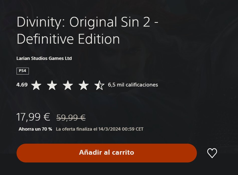 Si os mola Baldurs Gate 3 tenéis en la PlayStationStore a su papá, Divinity Original Sin 2 de ultra oferta: