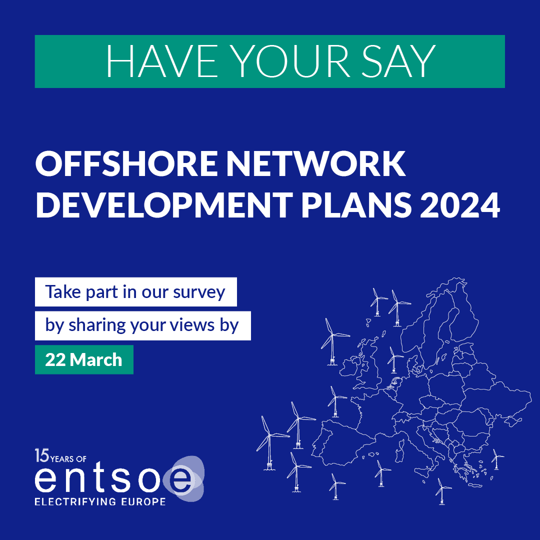 Offshore RES is set to become the third most important energy resource in Europe by 2040🌊 Reflecting this, we launched the #ONDP2024 in January. Today, your insights can help us shape the evolution of these plans. Take part in our survey on the ONDP 👇 consultations.entsoe.eu/system-develop…