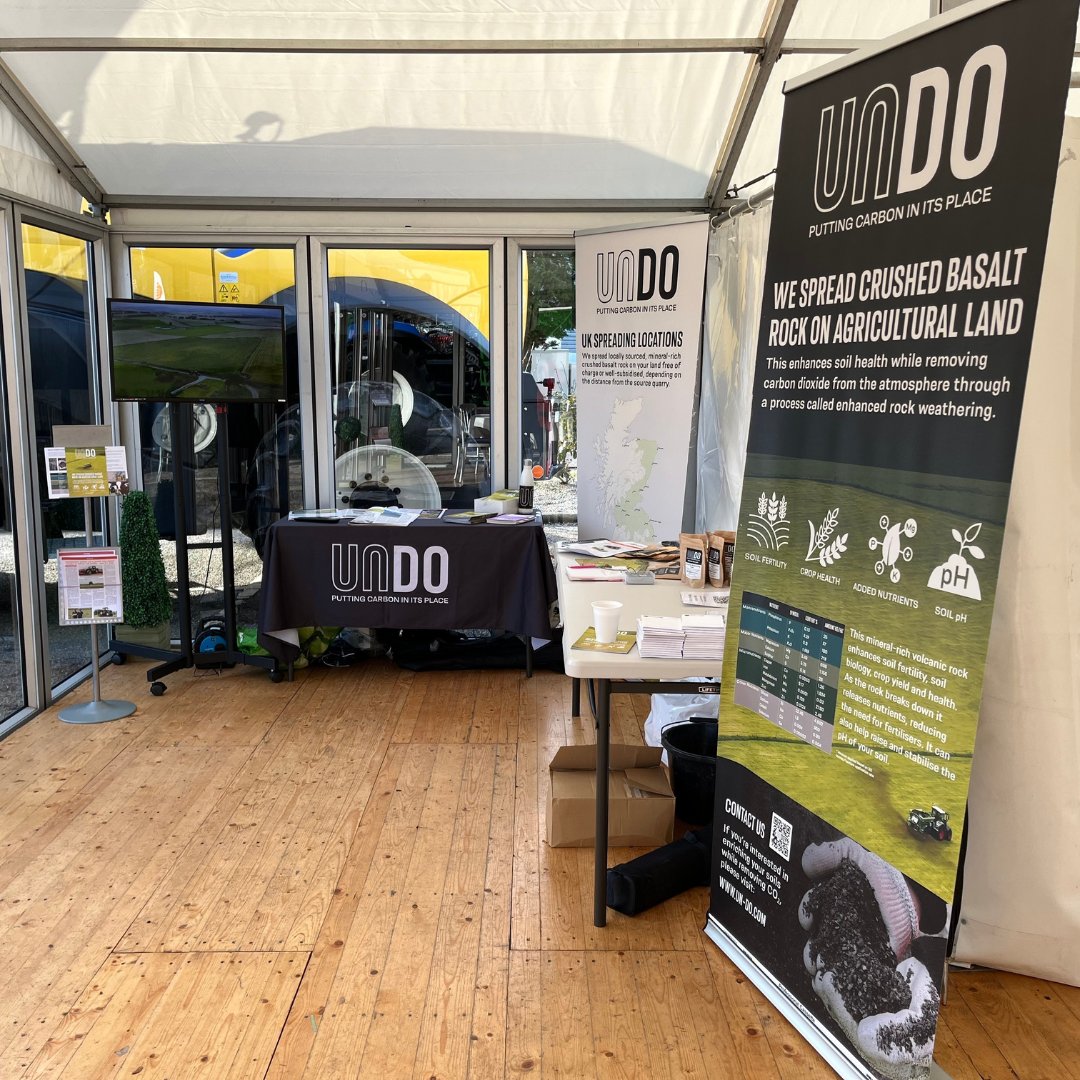 undocarbon's tweet image. Today at @The_RNAS #SpringShow2024 🌱, UNDO is proud to be at the SARS stand, Thainstone Agricultural Centre, showcasing enhanced rock weathering (ERW) for #SustainableAgriculture. Dive into how ERW boosts soil health &amp;amp; carbon capture 🚜💼 #UNDOCarbon