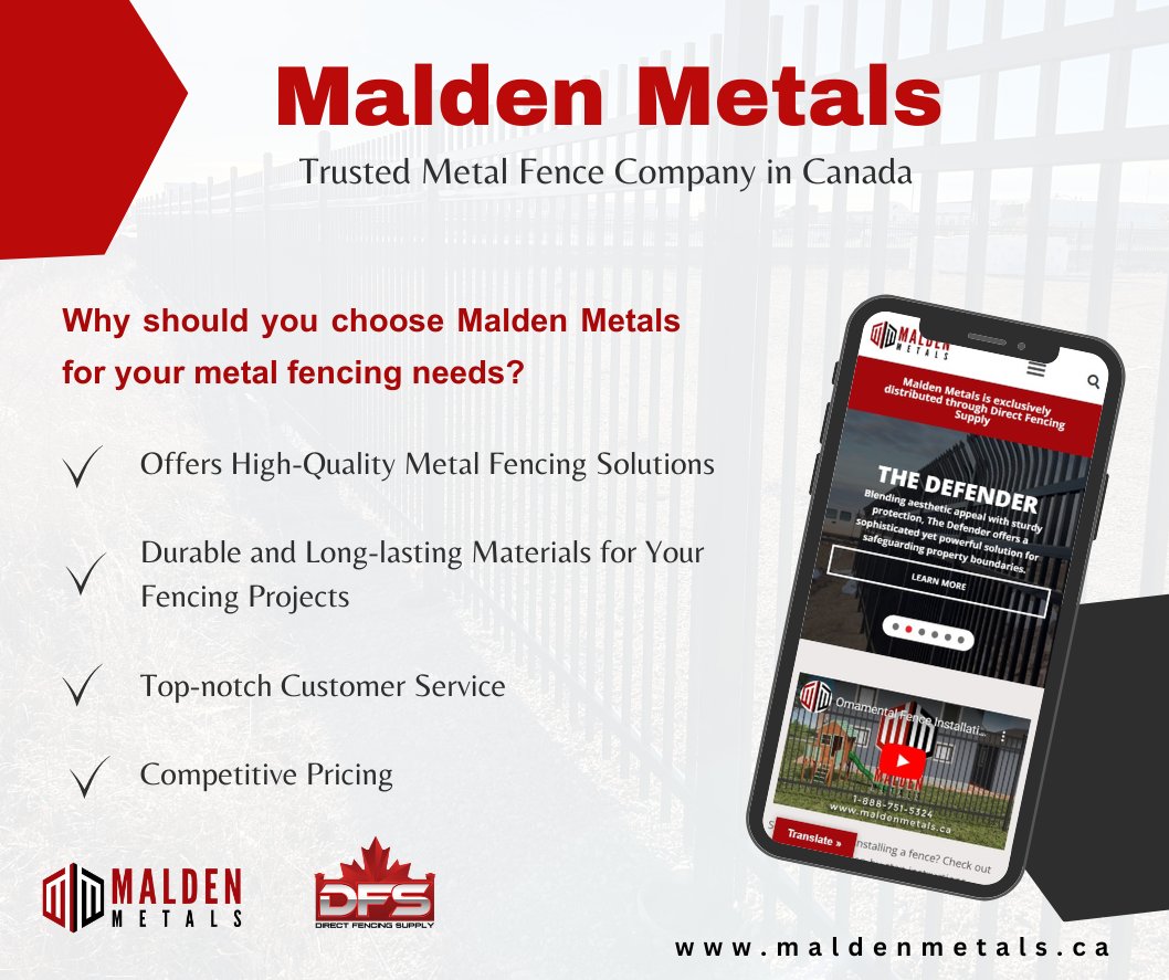 Why should you choose Malden Metals for your metal fencing needs? For more details, visit maldenmetals.ca.
#MetalFence  #SteelFence  #MetalFenceCanada