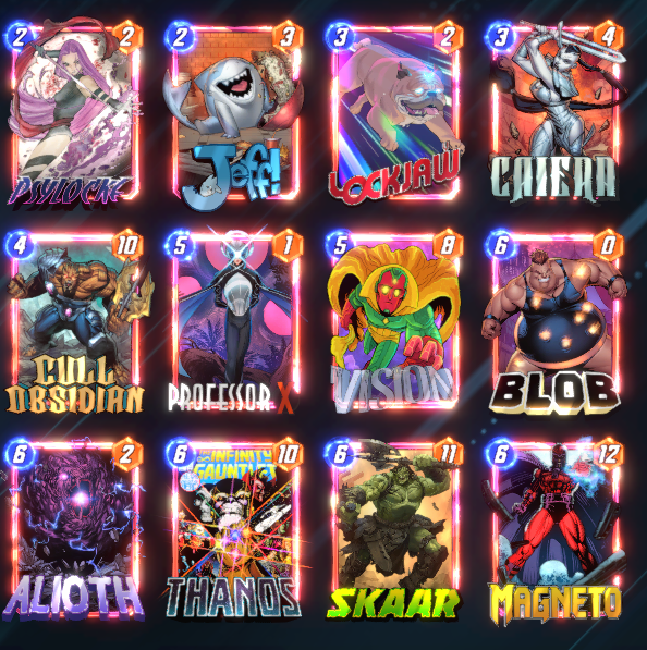 Segunda posición en el Card Thwips! Issue #50 con este mazo. Cuando romperé la maldición? Espero tener más suerte con los 50%
Sígueme en para tremendas jugadas: twitch.tv/yampolms 
#SEApremacy #MarvelSnap