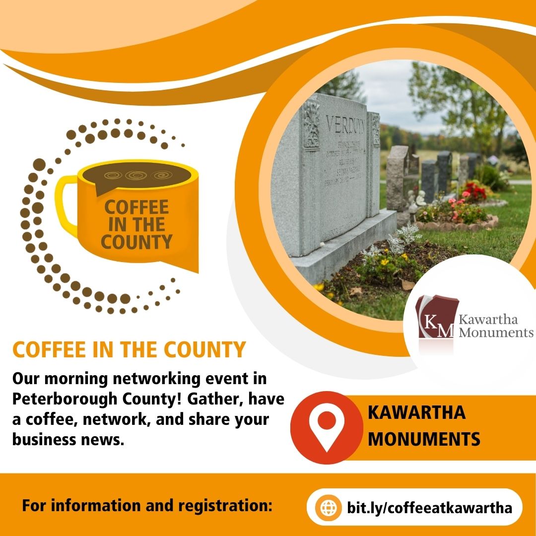 Looking for connections in the County? Join us on March 21st at @KawarthaMonuments Chemong for a morning of networking, coffee, and conversation. We'll have Lauren Black of Clo Design Studio as our guest speaker. Register now at bit.ly/coffeeatkawart…