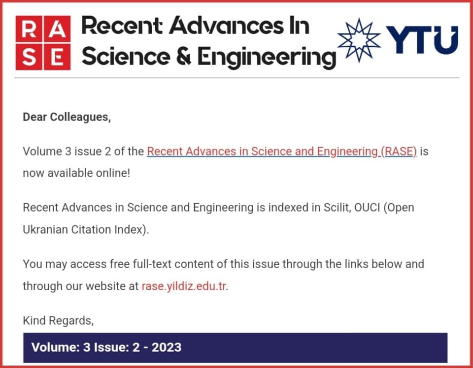 📢FBE Akademik Dergisi RASE'nin 3. Cilt 2. Sayısı Yayımlandı✨💫

Yeni sayımızdaki makaleleri okumak veya yeni makale göndermek için:
👉rase.yildiz.edu.tr 

#InternationalYTU
#EğitimdeLiderYTÜ 
#ARGEdeLiderYTÜ