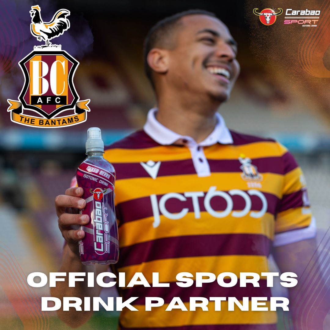 👏| Carabao SPORT, now powering the @officialbantams ! Our drink will aid hydration of the men’s first team players, in both our Mixed Berry and Orange flavours💦