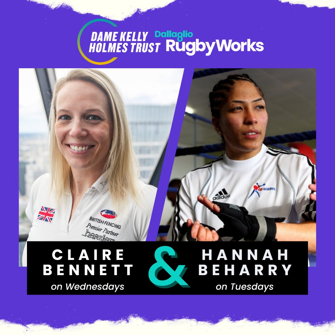 We are proud to partner with @DameKellysTrust, and expose our youth to niche sports like boxing and fencing. Former champions Hannah Beharry🥊 and Claire Bennett🤺 are joining our sessions to inspire our participants #RugbyWorks #YouthEmpowerment #DameKellyHolmesTrust🏉✨