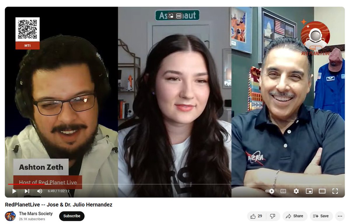 In Case You Missed It! 🚀 We were thrilled to have former @NASA astronaut Jose Hernandez & his son, Dr. Julio Hernandez, a former #MDRS analog astronaut, on our #RedPlanetLive podcast yesterday, along with host Ashton Zeth! Visit bit.ly/3TfiEpi to watch the 60-min show!
