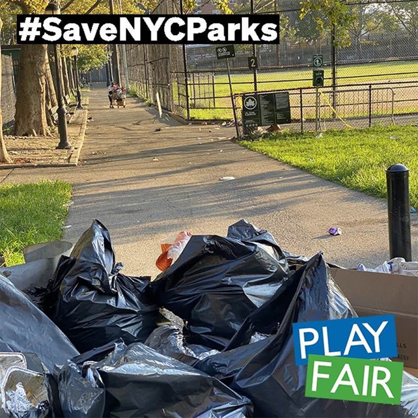 New Yorkers rely on Parks workers! @NYCMayor's budget cuts for '24 & '25 will shrink @NYCParks' workforce by nearly 1k jobs, making it impossible to ensure safe, clean,  green & resilient parks.
Write a letter to #SaveNYCParks: bit.ly/no-cuts-to-nyc…
#1Percent4Parks #PlayFair