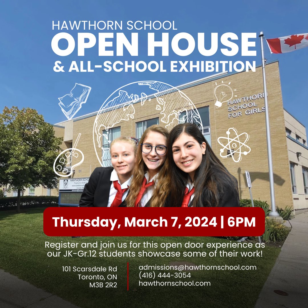 Have you registered for our upcoming #OpenHouse yet?

Expect to meet faculty/staff, gain a better understanding of the #academics at Hawthorn, receive an in-person tour of the school, and more. 
Visit hawthornschool.com.

#torontoschools #GetToKnowUs #privateschooleducation