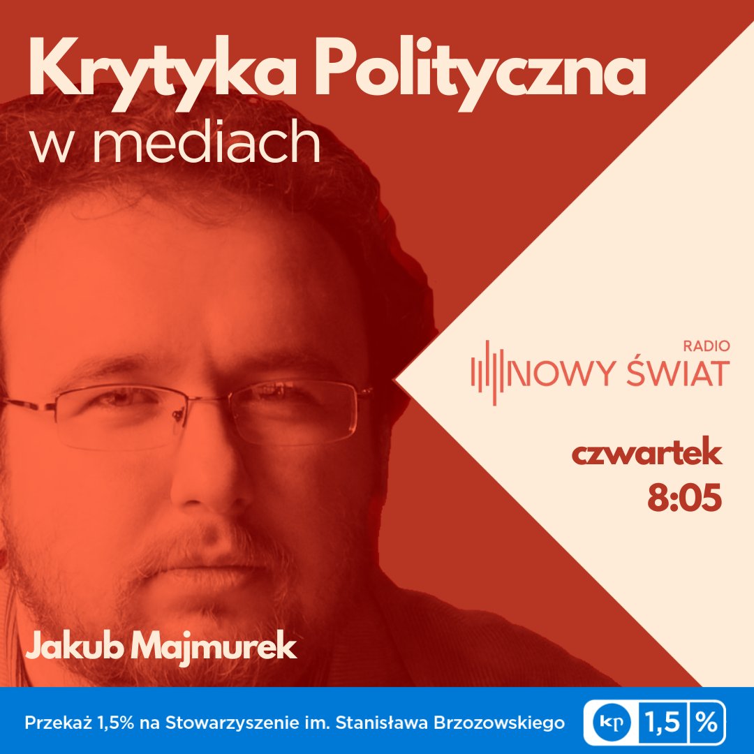 ☕️ @JakubMajmurek będzie dziś gościł u #KatarzynaKasia i #GrzegorzMarkowski w programie 'Nowy świt' na antenie @RadioNowySwiat. Polecamy audycję do porannej kawy!