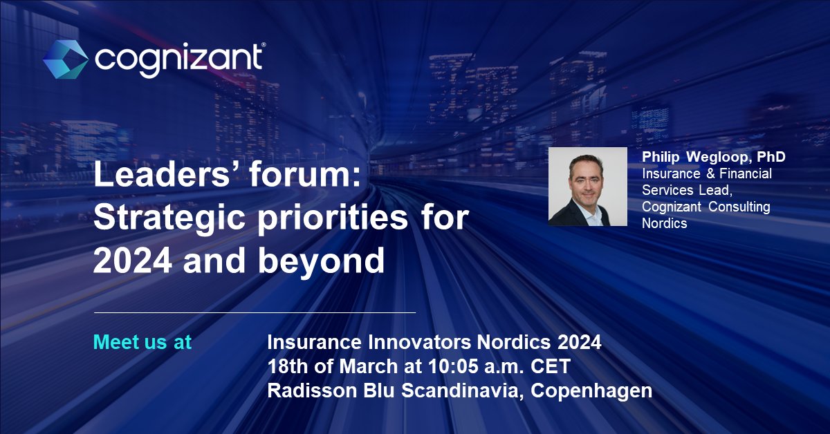 Philip Wegloop, PhD, Consulting Lead for BFSI in the Nordics at Cognizant will take centre stage with other panelists, sharing insights on geopolitical risks, economic uncertainty, adapting business strategy and building macro-resilience. bit.ly/48E4ouS