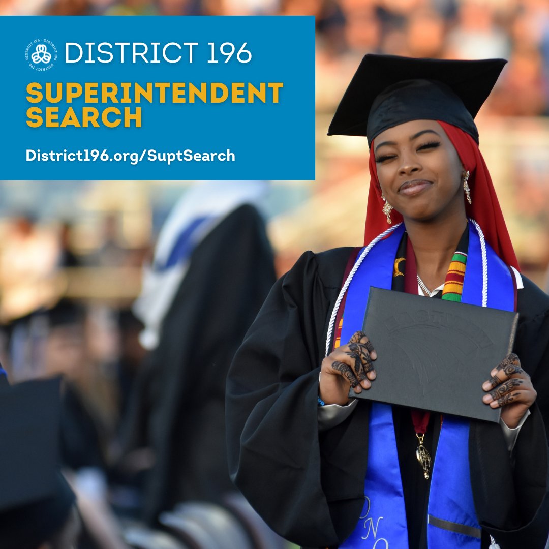🔍 We're on the lookout for our next superintendent! Learn more about the process and take the stakeholder survey at District196.org/suptsearch