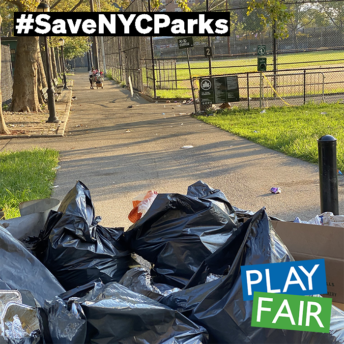 New Yorkers rely on Parks workers! @NYCMayor's budget cuts for '24 & '25 will shrink @NYCParks' workforce by nearly 1k jobs, making it impossible to ensure safe, clean, green & resilient parks.

Write a letter to #SaveNYCParks: bit.ly/no-cuts-to-nyc…

#1Percent4Parks #PlayFair