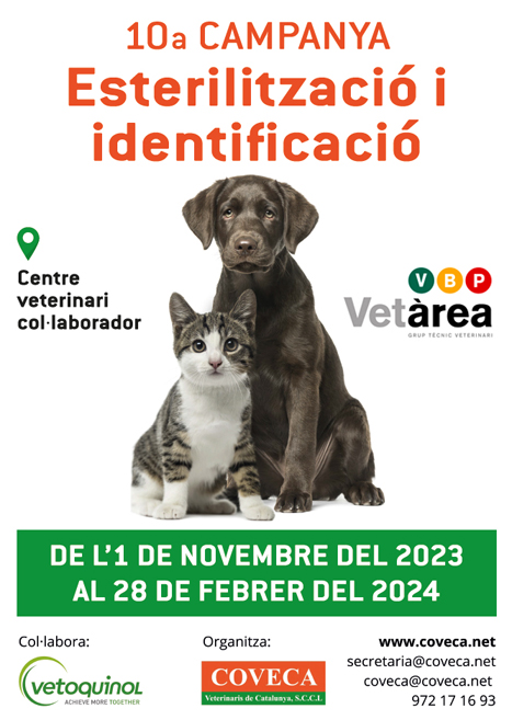 Avui i demà son els últims dies (fins a les 20h del 29 de febrer 2024) per apuntar-vos a la 10ª Campanya d’Identificació i Esterilització organitzada per Coveca, en la que els centres #Vetàrea de #MaçanetdelaSelva i #Arbúcies en som col·laboradors.