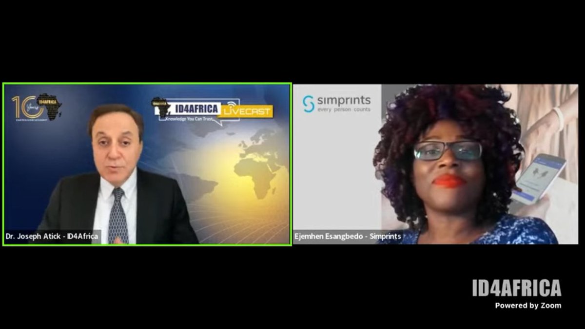 🔴LIVE NOW! Ejemhen Esangbedo of @Simprints gives a fascinating presentation on the role of biometrics in last-mile health service delivery in Africa. Join to follow! Follow on YouTube: bit.ly/L47YTLive