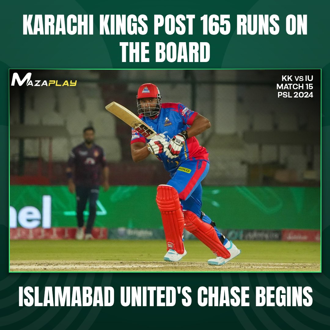 Karachi Kings set a target of 166 runs for Islamabad United. Will Islamabad's batters rise to the occasion and chase it down?

#HBLPSL9 | #KKvIU #KarachiKings #IslamabadUnited #PSL #psl2024 #irfanniazi #KieronPollard #MazaPlay