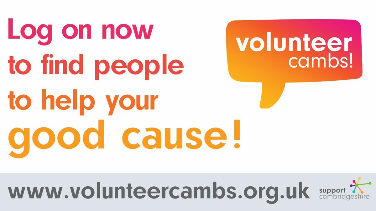 Attention non-profit groups! Have you set up your profile on Volunteer Cambs yet? Have you added your opportunities?

Volunteer Cambs: buff.ly/3OKr85w

If you need a helping hand, please join the webinar.

Wed 13 March 10:30am - 12:00pm

Book: buff.ly/3SykIao