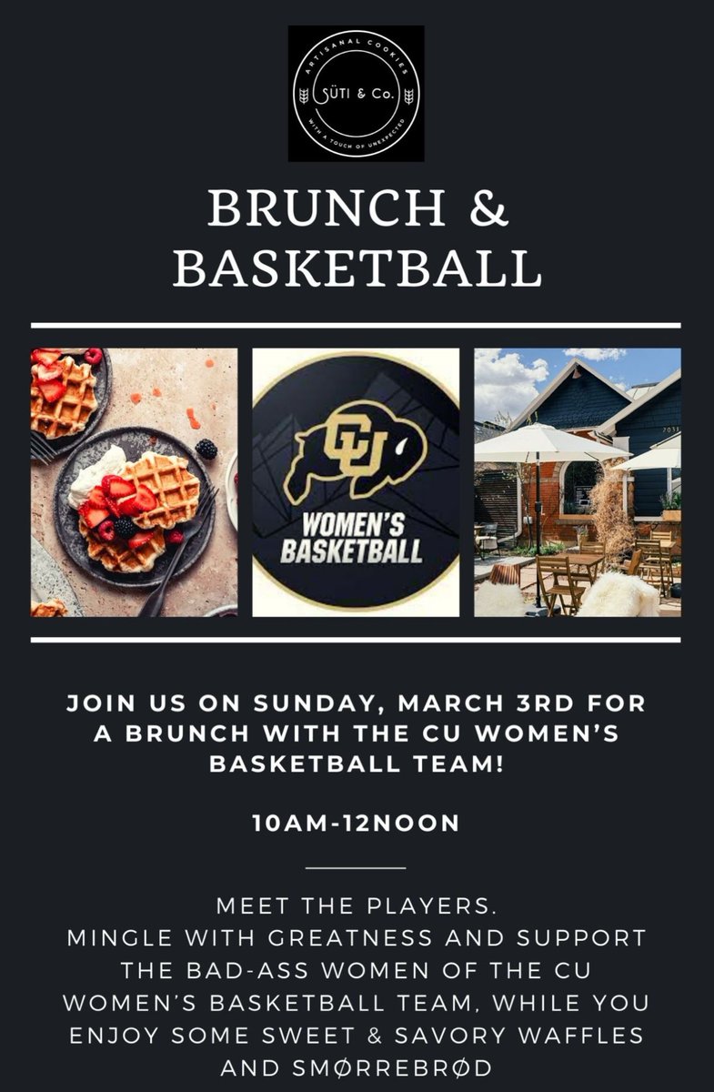 Kindyll Wetta (@kindyllwetta_) on Twitter photo Come join the CU womenβs basketball team this Sunday for brunch at Suti & CO! <a href="/Buffs4Life1/">Buffs4Life</a> <a href="/B4LNILC/">Buffs4Life NIL Collective</a> Come join the CU womenβs basketball team this Sunday for brunch at Suti & CO! <a href="/Buffs4Life1/">Buffs4Life</a> <a href="/B4LNILC/">Buffs4Life NIL Collective</a>