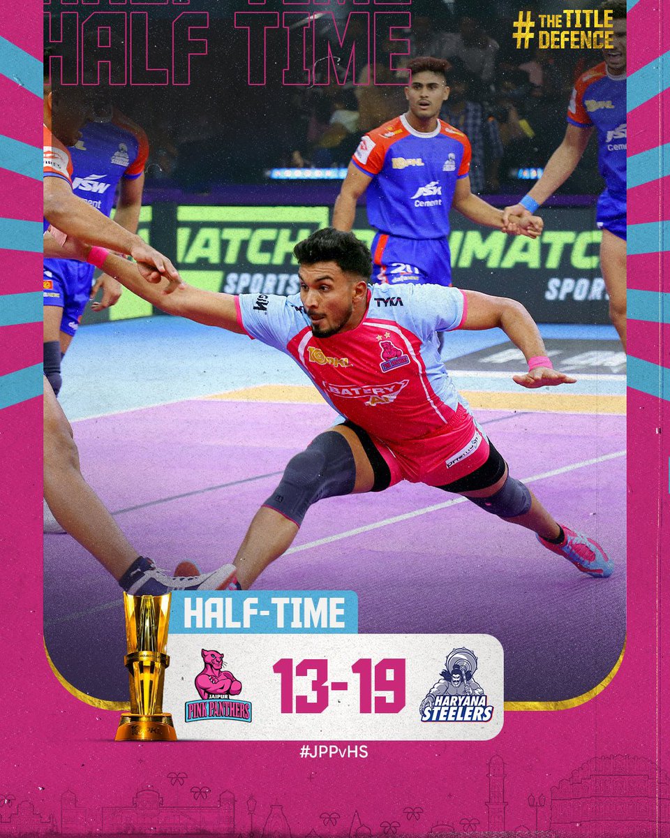 JaipurPanthers's tweet photo. Comeback isn’t new for us 💪

Let’s give it our all in the 2nd half 👊

#JPP #JPPvHS #PKLSeason10 #RoarForPanthers #Kabaddi #TheTitleDefence https://t.co/ksBTi4Gb22