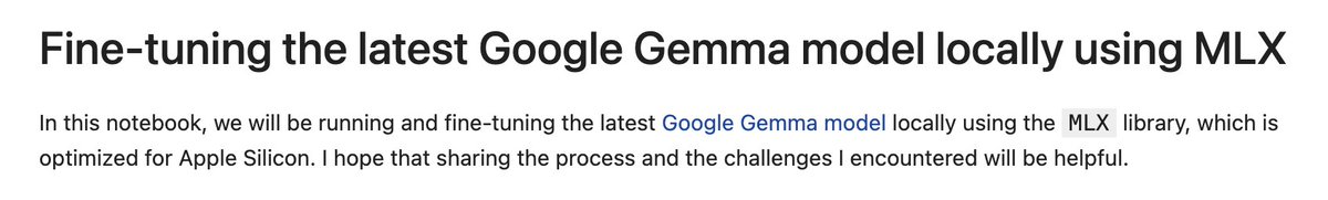 Great Python notebook guide to LoRA fine-tuning Gemma with MLX LM.

gist.github.com/alexweberk/635…