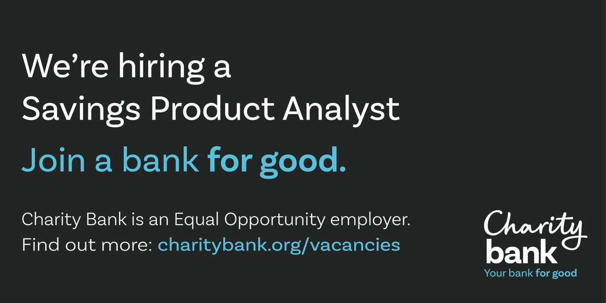 We’re looking for a Savings Product Analyst Come join our team! 📅Closing date: Monday 11th March For more details, please visit 👉 charitybank.org/vacancies #job #vacancy #hiring #BankingforGood