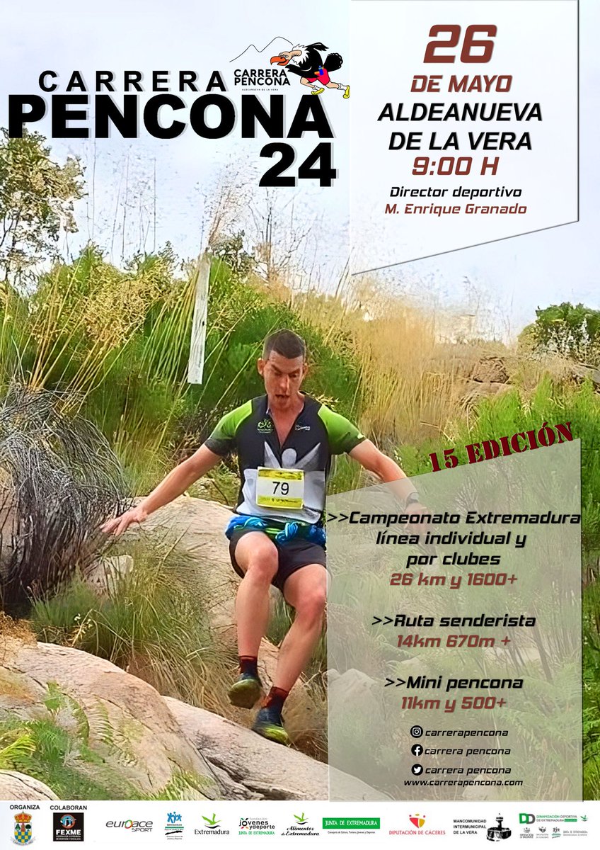 Os presentamos el cartel de la edición de este año de la Carrera Pencona 24

<a href="/FEXME_oficial/">FEXME</a> 
<a href="/deporteextrem/">deporteextremadura</a> 
<a href="/AlimentosExt/">AlimentosExtremadura</a>
<a href="/carrerapencona/">Carrera Pencona</a> 
<a href="/CarrerasTrail/">Carreras por montaña</a> 
@aldeanuevadelavera 
@trail
@mancomunidaddelavera
@DINAMIZACIONDEPORTIVA 
@diputaciondecaceres