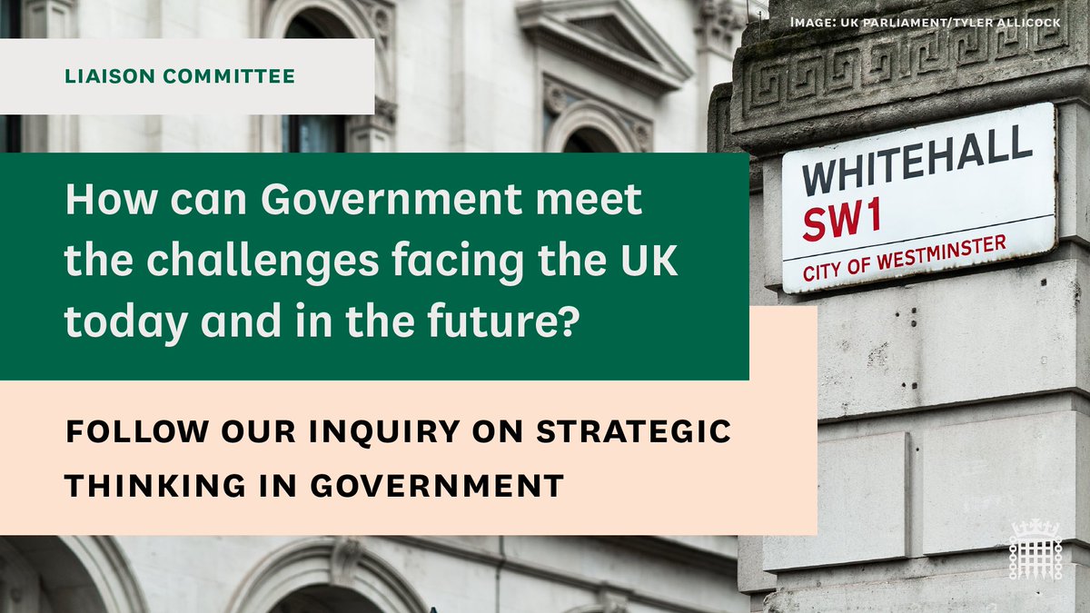 📢 We’re holding our first evidence session next week on how Parliament can best provide constructive, cross-party oversight of strategic thinking in Government. 📄 Read our update to find out more: committees.parliament.uk/committee/677/…