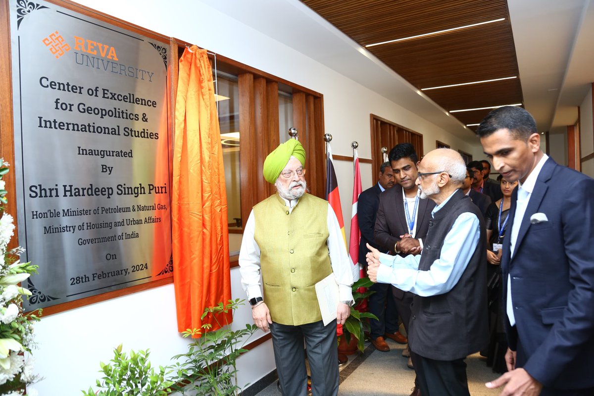 Delighted to interact with a large, knowledgeable &amp; enthusiastic gathering of brilliant young students at the inauguration of the REVA University Centre of Excellence for Geopolitics &amp; International Studies in Bengaluru today.

These #ViksitBharatAmbassadors will truly be the