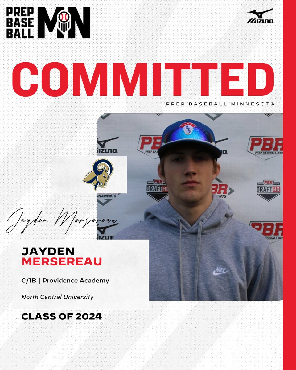 🎓𝐂𝐨𝐦𝐦𝐢𝐭𝐦𝐞𝐧𝐭 𝐖𝐚𝐭𝐜𝐡🎓

Jayden Mersereau (2024, C/1B, Providence Academy) commits to North Central University.

👤 loom.ly/52a0Das

<a href="/JaydenMersereau/">Jayden Mersereau</a> x <a href="/NCUBaseball/">North Central Baseball</a>