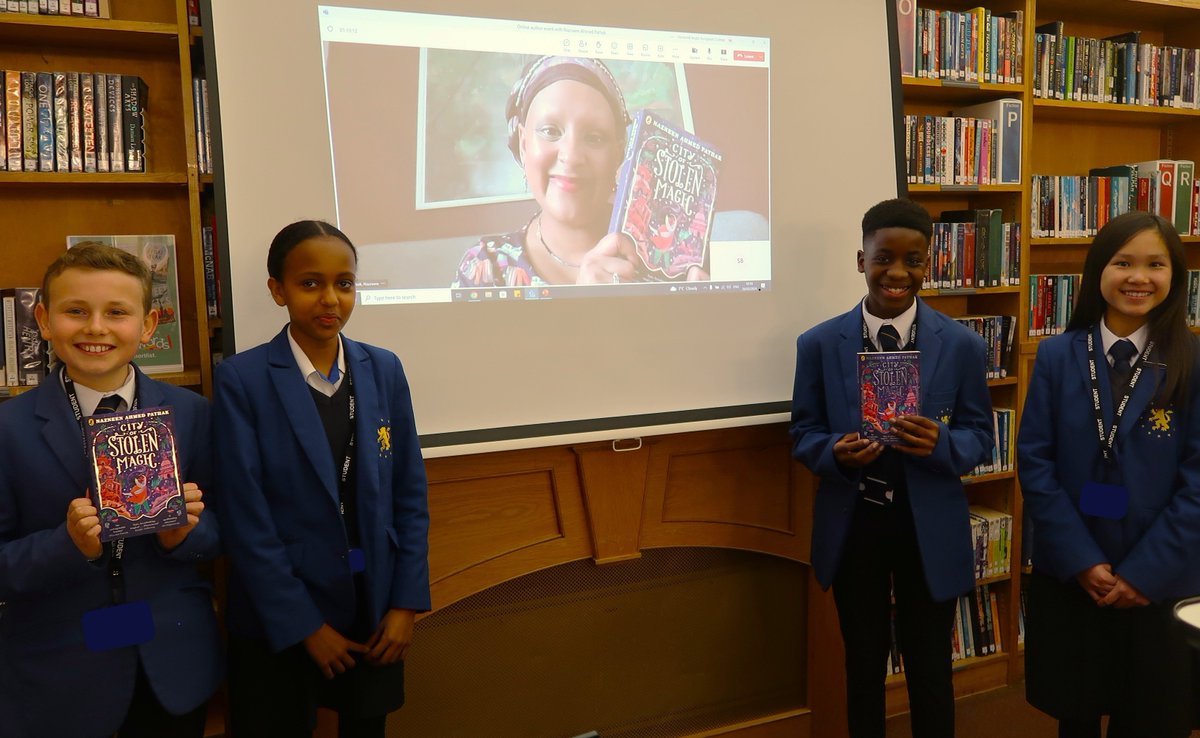 What a privilege to welcome @nazneen372 to 7W's library lesson this morning. Such a fun, fascinating and enlightening session for us all. Another great @JuniperEdRes shortlisted title for this year's #JuniperBookAwards #CityofStolenMagic