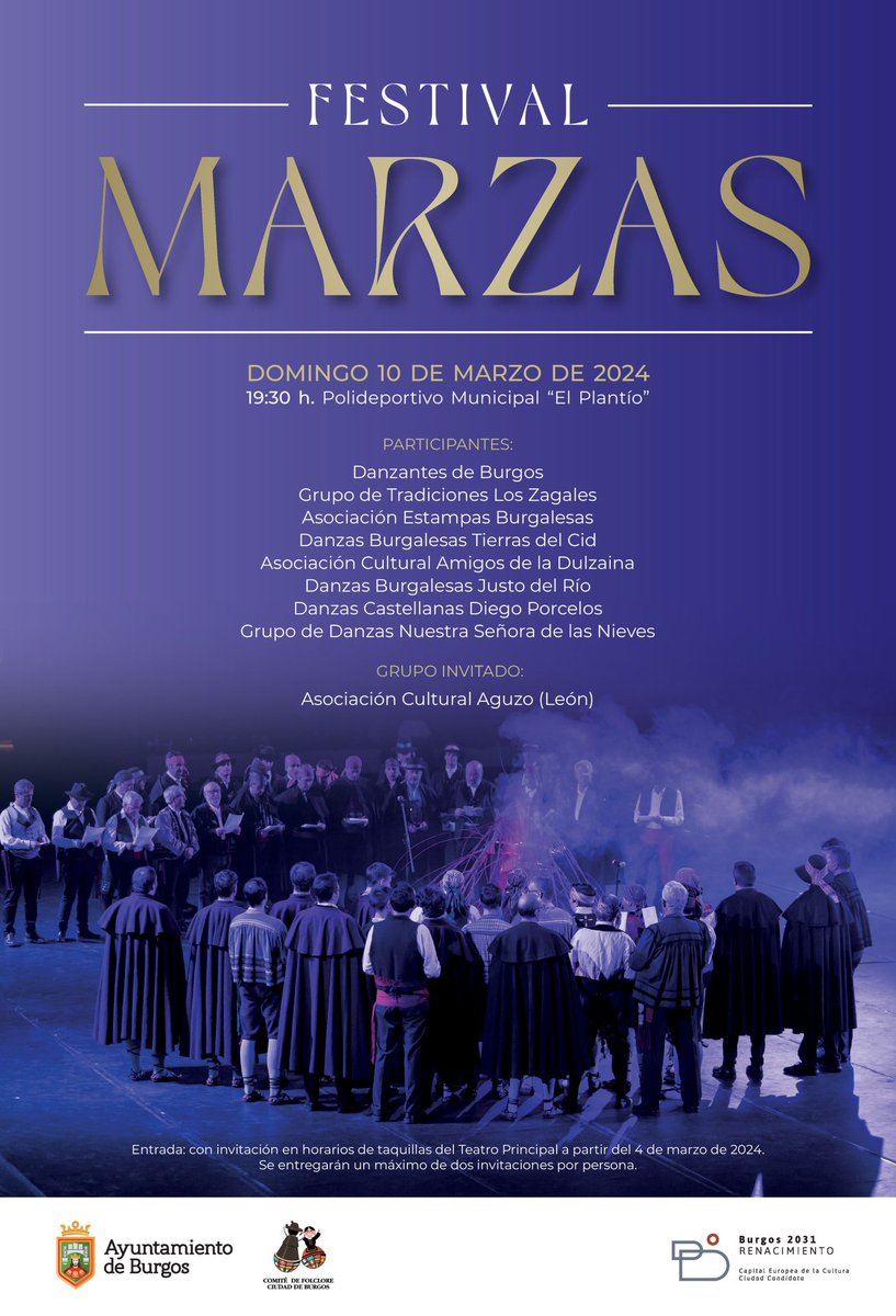El festival, que apuesta por recordar nuestras tradiciones, es una puesta en escena con agrupaciones folclóricas de la ciudad que suma más de 350 personas entre danzantes y músicos sobre el escenario. 🪕

🗓️ 10/03
⏰ 19:30h 
📍 Polideportivo Municipal El Plantío