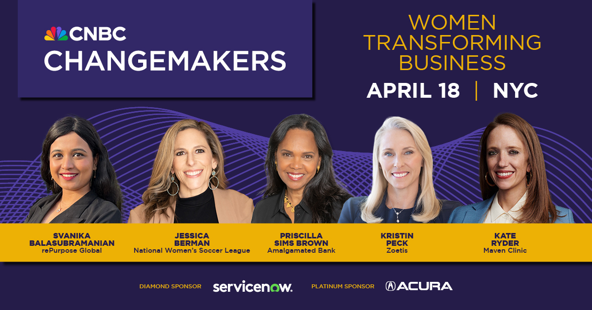 The women named to the #CNBCChangemakers list are setting the standard for what it takes to defy the odds, innovate & thrive in a volatile business landscape. See who's on the list & check out the Changemakers event in NYC: bit.ly/49zjzaa LIST: bit.ly/3uTaJor