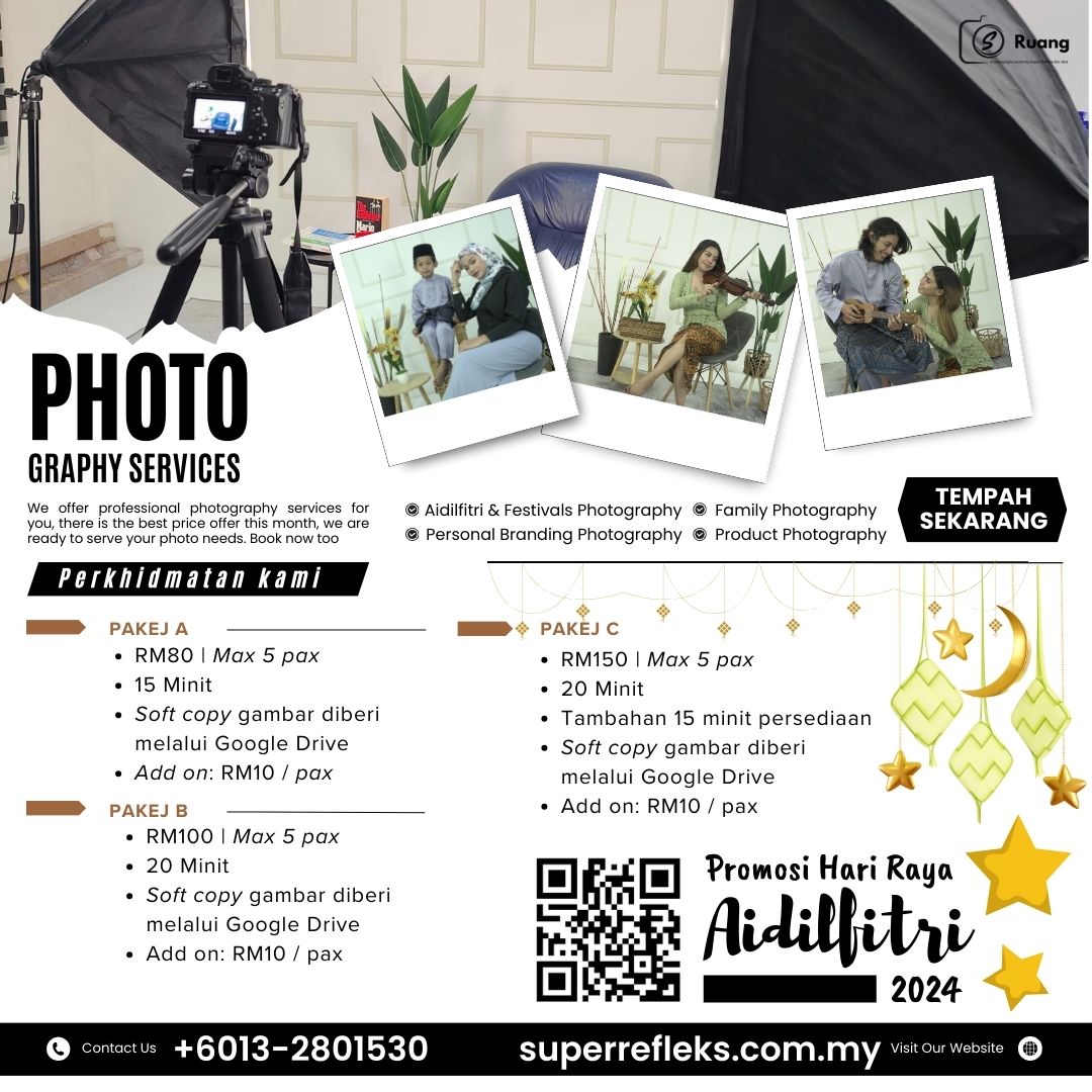 AsalGombak's tweet photo. Photoshoot studio hari raya dekat Diamond Square, Setapak cuma RM80/slot. Booking awal boleh dapat diskaun RM10 😁

WhatsApp +6013-2801530 untuk booking slot sebelum 10 Mac 2024.

#photoshoot #photoshootstudio #photoshootraya #studioraya https://t.co/vqmXK20DZO