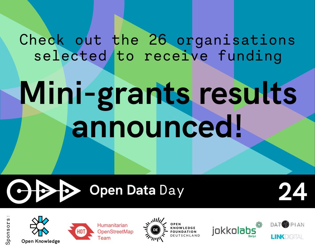 OKFN's tweet photo. ⭐️ #OpenDataDay Mini-Grant Winners ⭐️
It was very difficult to choose just 26 proposals from the 305 incredible ones we received. But we're proud once again to help such amazing people promote #opendata around the world. #ODD24
Check out the list: https://t.co/5jAFn2WcFt https://t.co/qufB9xuFhL