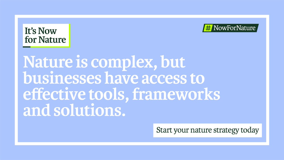 The nature crisis has never been more pressing -- and every business needs a strategy.

Addressing nature loss in your supply chains is necessary to reaching climate targets. 

Don't let 'later' become never. It's #NowForNature. 
Read more at nowfornature.org