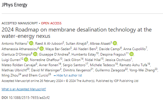 Membrane technology has emerged as a promising solution in addressing the challenges of water treatment, #desalination + energy production - this Roadmap is dedicated to exploring its potential applications + advancements in the field.

🌊 Check it out:
doi.org/10.1088/2515-7…