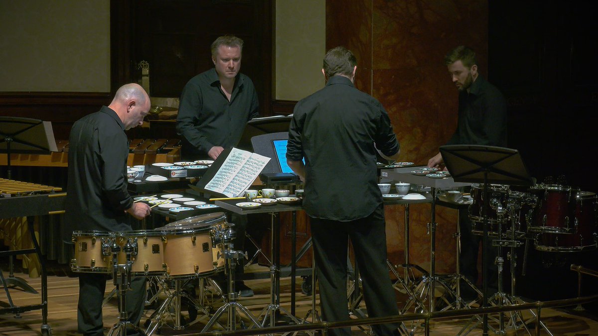 Head in the sky from last night’s ear- & mind-spinning @colincurrieperc Quartet concert at Wigmore! They made real uncanny magic with my new piece ‘Stone Fruit’ - pictured here! Thanks to @wigmore_hall & @RDMR1 for sending me these incredible action shots!