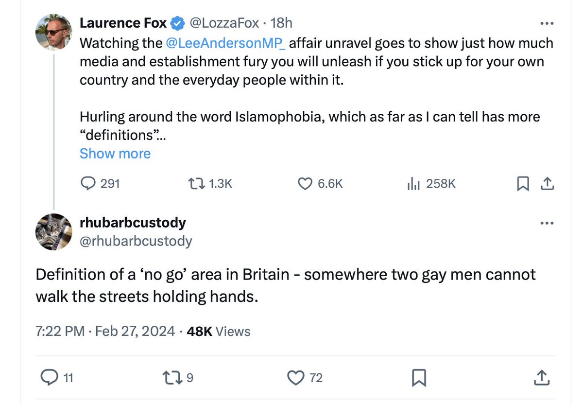 Amazing number of people who think the only places in Britain where there is virulent homophobia are those with lots of Muslims. Try holding hands outside of a pub next to a football stadium on a Saturday afternoon. Or in countless Christian churches.