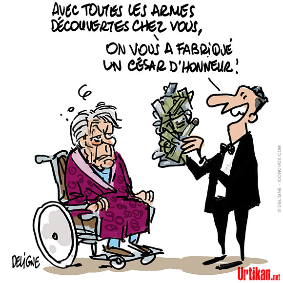 Alain Delon : 72 armes à feu saisies au domicile de l'acteur - #DessinDePresse de @fdeligne pour Urtikan.net L'acteur âgé de 88 ans, malade, ne 'bénéficiait d'aucune autorisation lui permettant de détenir une arme à feu #AlainDelon #Delon #Arme #acteursfrancais #Cesar