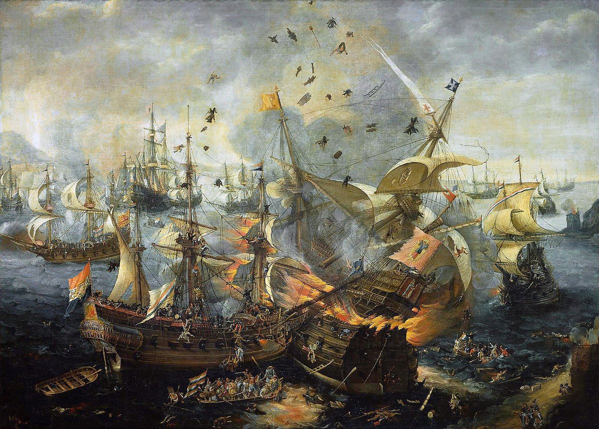 Title: The explosion of the Spanish flagship during the Battle of Gibraltar, 25 April 1607

Date: 1621

Painter: Hendrick Cornelisz Vroom, Dutch (1562 - 1640)

Genre: Baroque