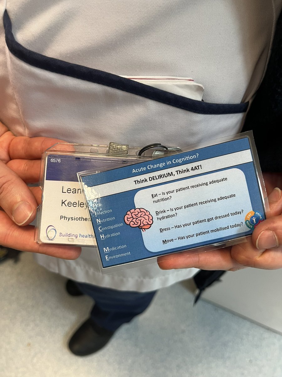 Soooo proud of my friend and colleague for producing the first draft of her #delirium prompt card to support staff in recognising and managing delirium! A great size to attach to your ID badges as a handy reminder to prompt good practice! And a nod to #EDDM! Well done 👏🏼