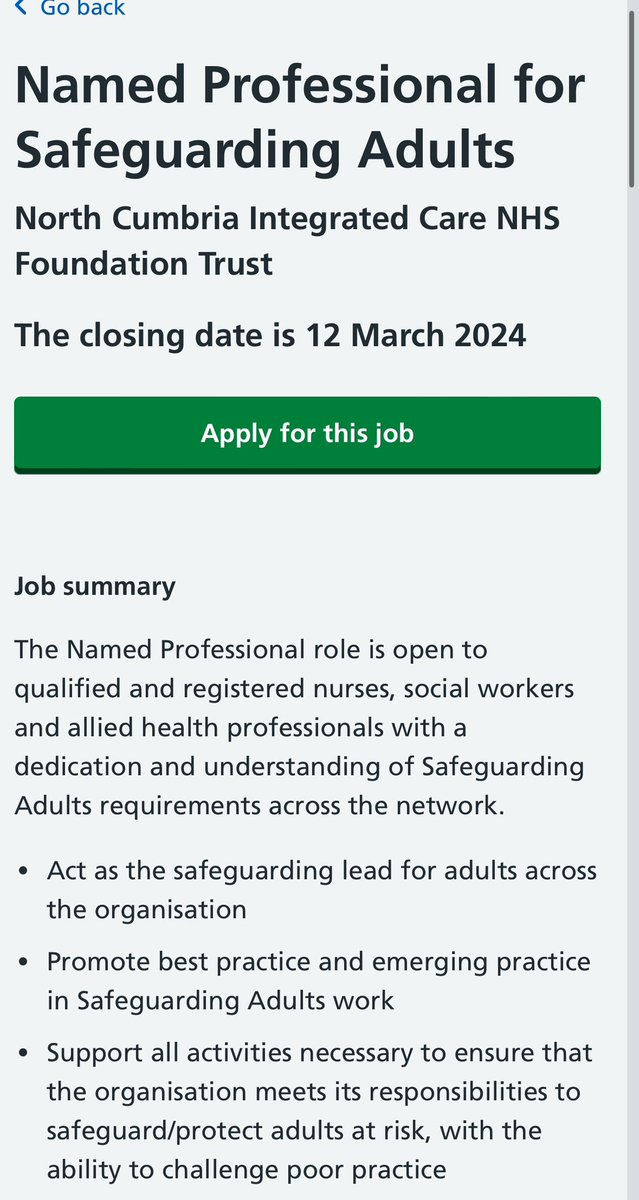 Fantastic #safeguarding opportunity <a href="/NCICNHS/">North Cumbria Integrated Care NHS Foundation Trust</a> below 👇🏻 jobs.nhs.uk/candidate/joba…
Please share with teams and networks 👍