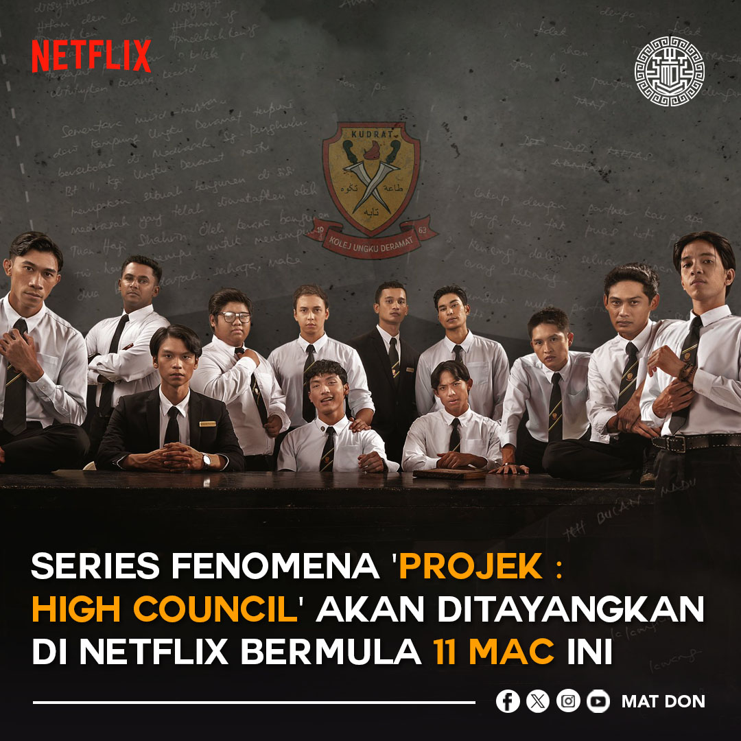 Siri yang telah mencipta sebuah fenomena di kalangan penonton remaja dan orang dewasa, Projek High Council' akan ditayangkan di Netflix bermula 11 Mac ini.

Kepada peminat-peminat PHC, jangan lupa tonton sampai trending nanti ya !

#sinematdon #projekhighcouncil