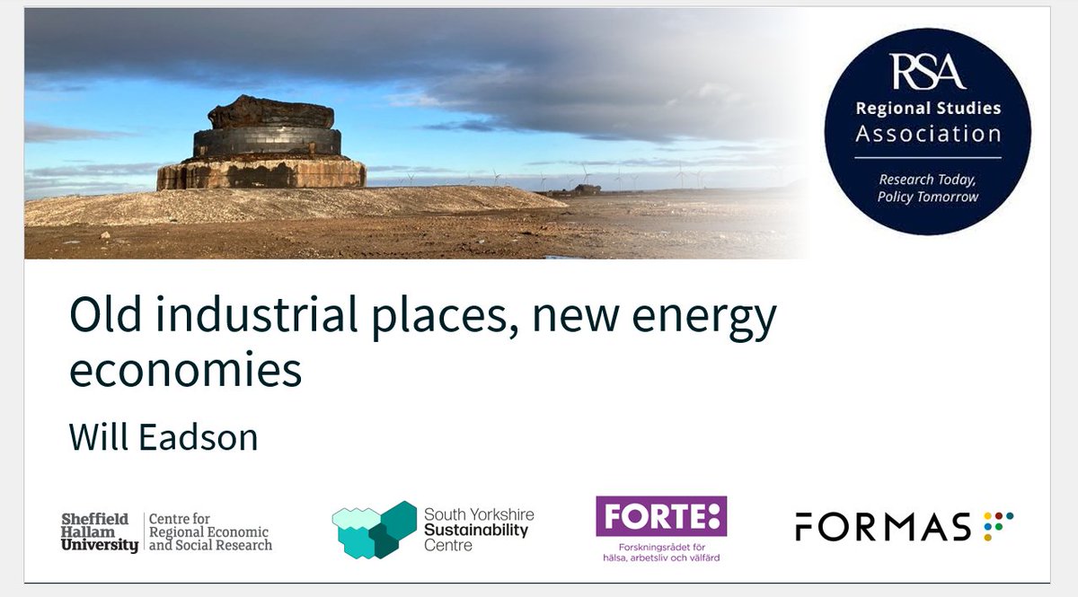 Our first speaker in today's #RSAWebinar is @Will_Eadson speaking about Old Industrial Places, New Energy Economies.