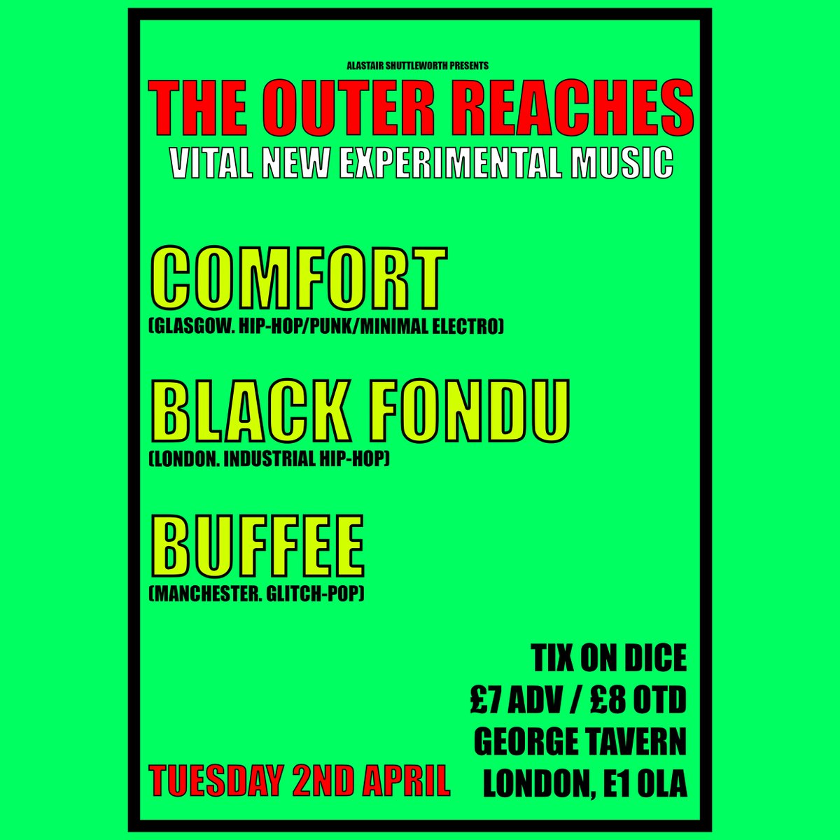 Alastair Shuttleworth (@alastairshuttl1) on Twitter photo Thrilled to share I've been invited by @TheGeorgeTavern to curate a night celebrating new experimental music. Three of the most exciting, inspiring new projects in the country. TICKETS: link.dice.fm/W0f0b1020705?d…
<a href="/SpinnyNights/">Spinny Nights</a> <a href="/FatCatRecords/">FatCat Records</a> <a href="/SlowDanceRecs/">Slow Dance</a> Thrilled to share I've been invited by @TheGeorgeTavern to curate a night celebrating new experimental music. Three of the most exciting, inspiring new projects in the country. TICKETS: link.dice.fm/W0f0b1020705?d…
<a href="/SpinnyNights/">Spinny Nights</a> <a href="/FatCatRecords/">FatCat Records</a> <a href="/SlowDanceRecs/">Slow Dance</a>
