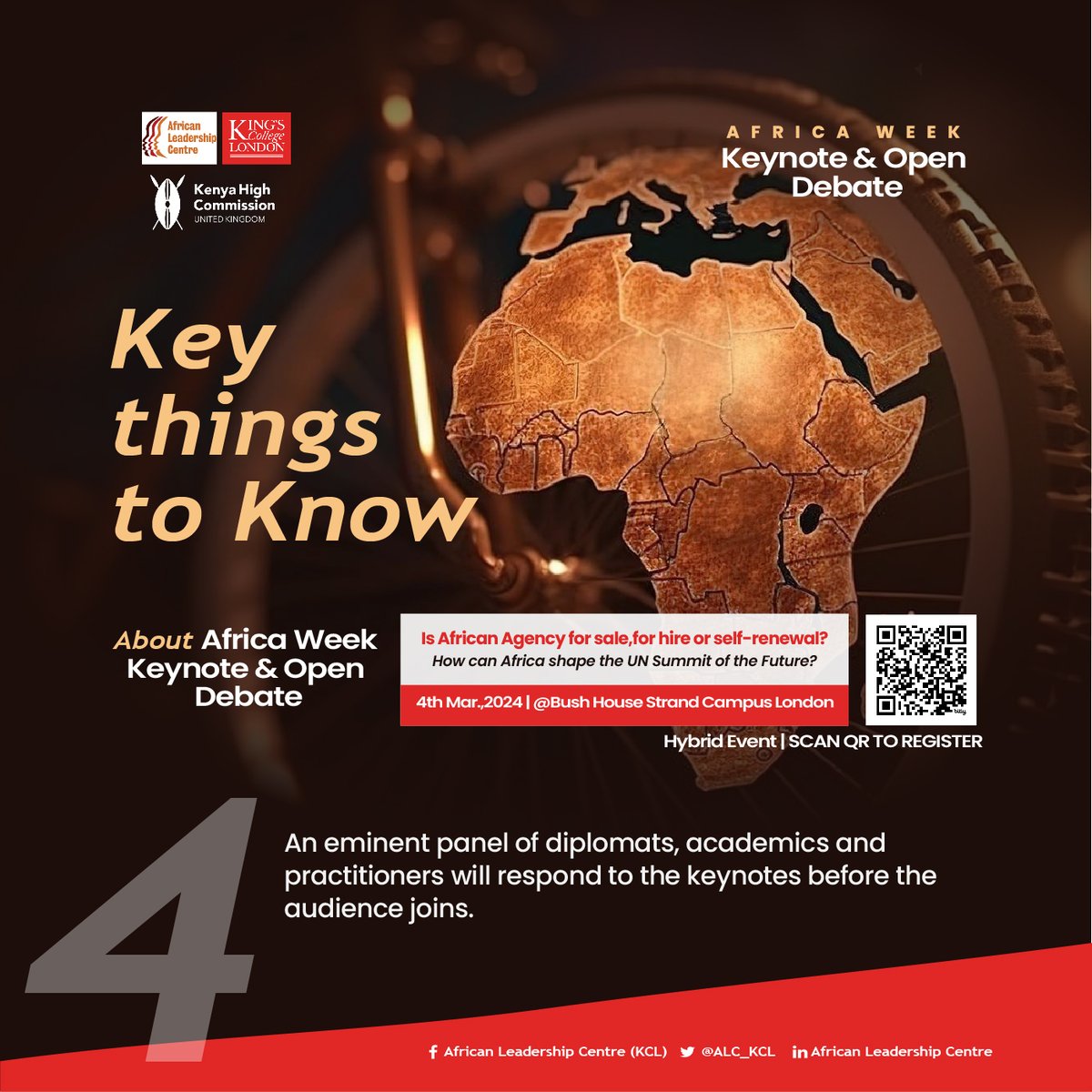 Here are a few key points you should know about the opening event of Africa Week 2024 scheduled for March 4 at Bush House, Strand Campus, London.👇🏽 Register Here: bit.ly/3wl4Ale. #KingsAfricaWeek #Africa2024