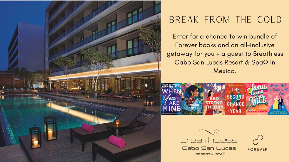 Last Chance! 🎉 Enter to win a vacay at Breathless Cabo San Lucas Resort & Spa® plus a bundle of Forever books! Enter here: bit.ly/3uvYu0M 50 U.S./DC, 18+. Ends 3/1/24 at 11:59PM. No purchase necessary. #Sweepstakes