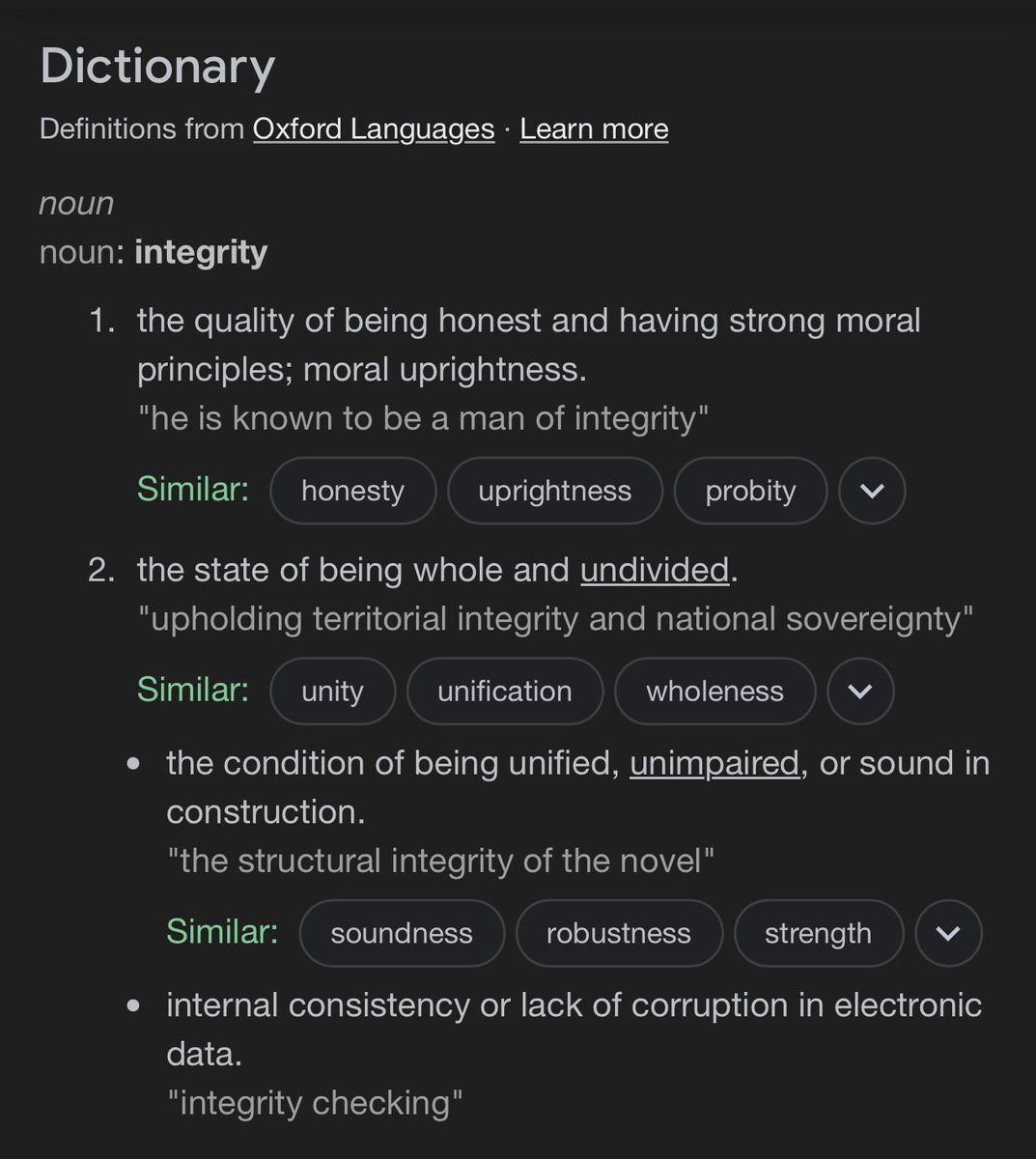 AimeeLaBrake's tweet photo. Word of the day: “INTEGRITY” - I believe it’s the one of THE most important qualities in all aspects of relationships (home, work, school, etc).  It makes you invaluable. Without it, who or what are you? https://t.co/glOzJLrSfu