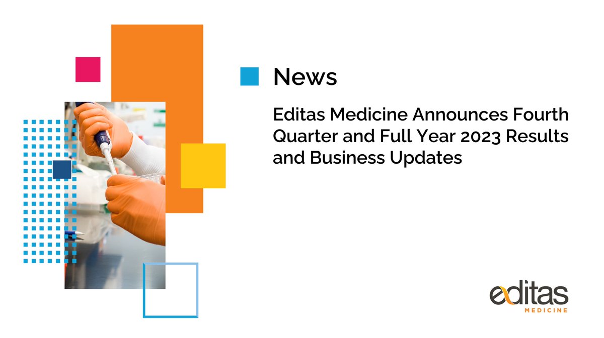 Today, we announced business updates and financial results for the fourth quarter and full year 2023. Read the full press release for details: bit.ly/42XUKlE #geneediting #biotechnology